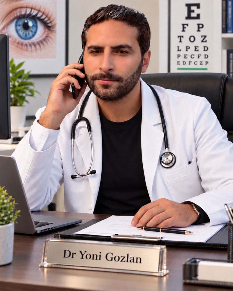 Dr Yoni Gozlan, ophtalmologue, à son bureau
